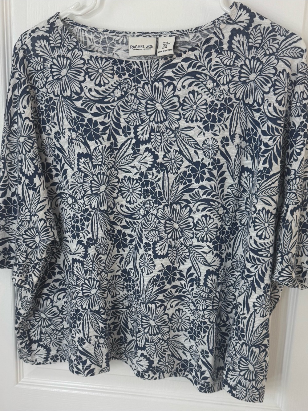 Rachel Zoe Navy and White Floral Cotton Tee